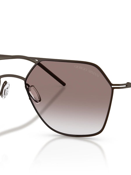 Giorgio Armani Brown Gradient Hexagonal Sunglasses
